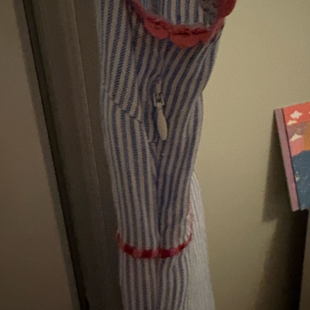 Boden Blue & White Striped Embroidered V-Neck Midi Dress with Pink Trim - Picture 4 of 4